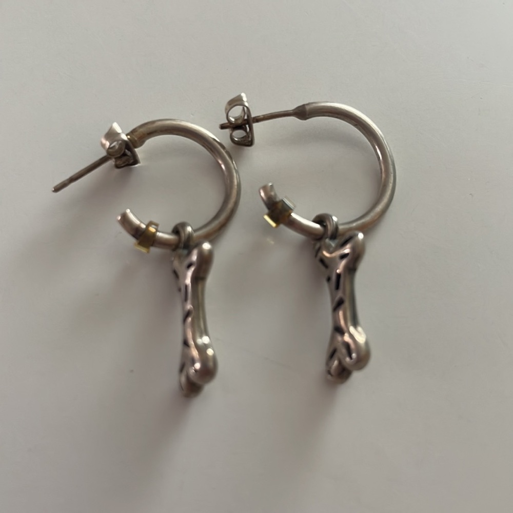 Dog Bone Charm Hoop Earrings